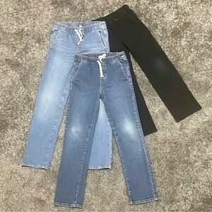 3-Pack Casual Old Navy Pull-On Pants - Light & Dark Denim + Black